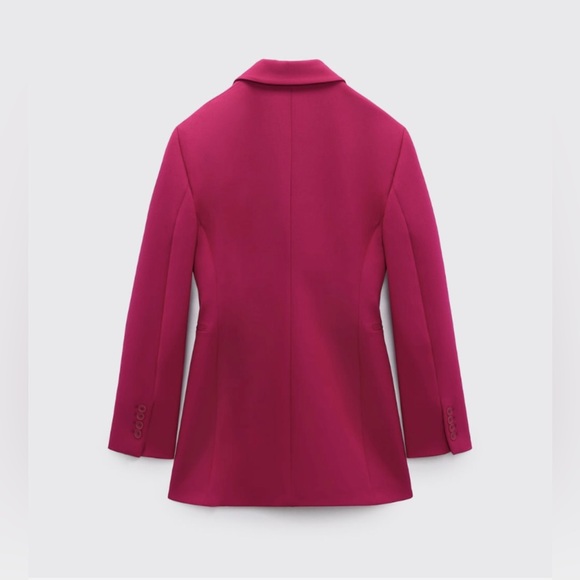 NWT ZARA Double Breasted Blazer Dress in Fuchsia - Picture 2 of 10